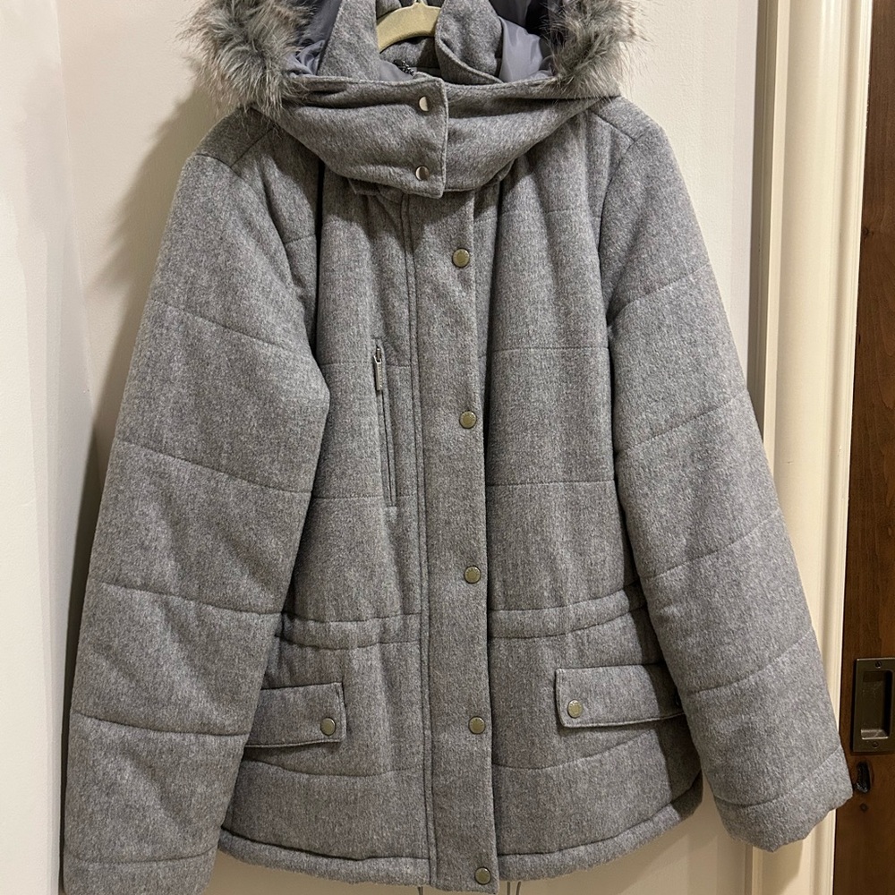 Talbots 80% Wool Women's Gray Hooded Jacket